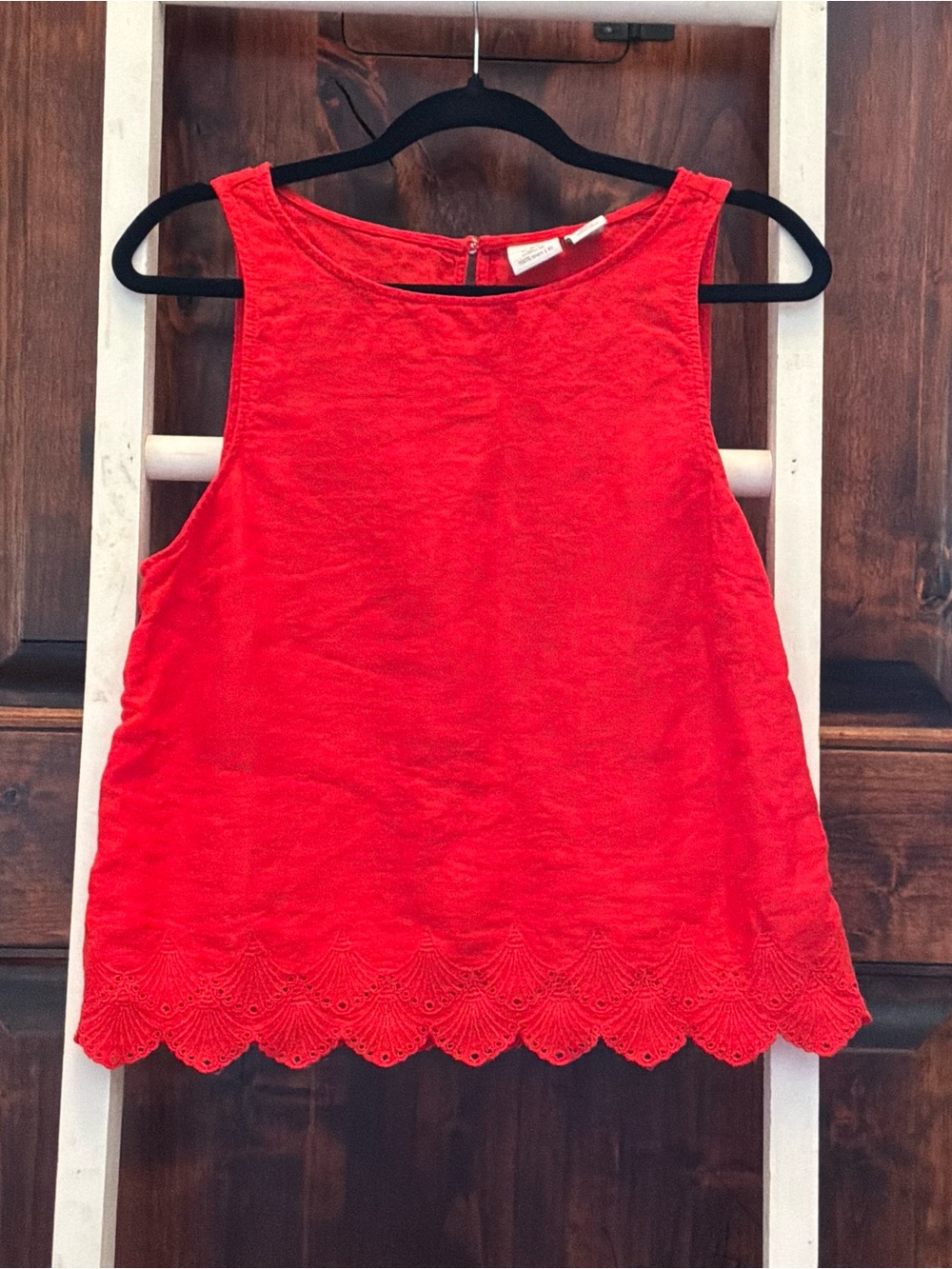C&C California Red Scallop-Hem Sleeveless Tank